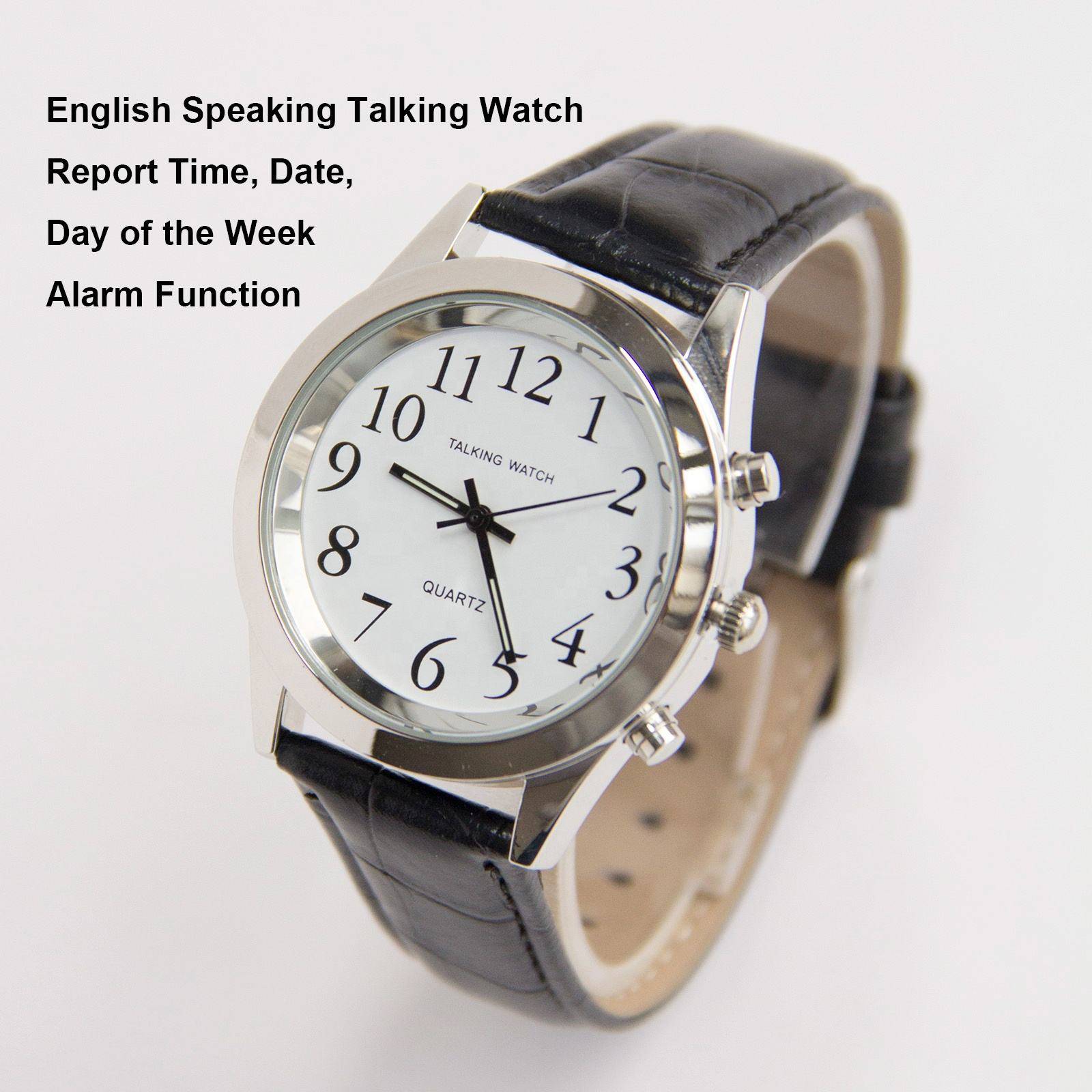English Speaking Talking Watch for Blind Person Leather Strap Wristwatch for Visually Impaired Elderly People - Premium Assistive Technology